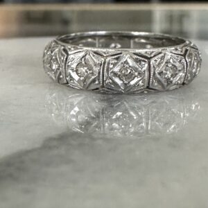 Vintage Platinum Wedding Diamond Band
